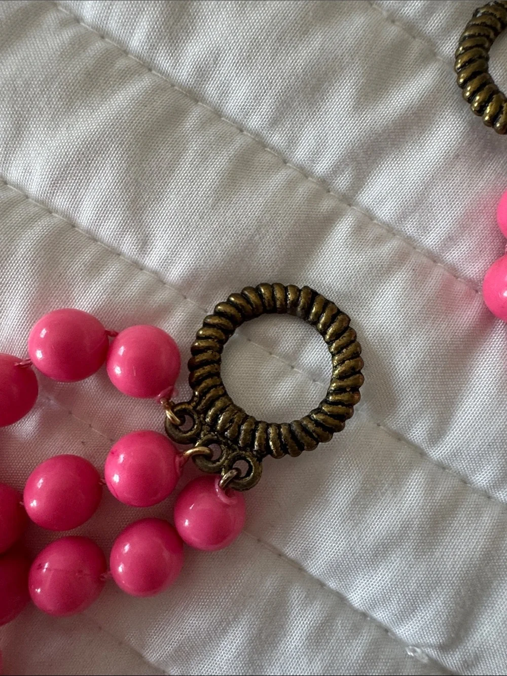 Vintage set of two Pink Multi-Strand Beaded Curtain Tieback